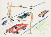 KT 1997 130
<br/>
Zonder titel / Twee figuren bij een straat met auto's
<br/>
<em>Klinkenberg, John (1953)</em>